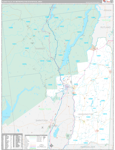 Glens Falls Metro Area, NY Zip Code Maps - Basic