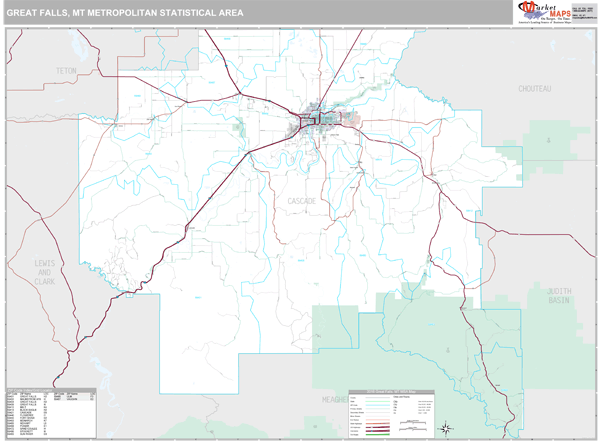 Great Falls Mt Zip Code Map Great Falls Metro Area, Mt Zip Code Map - Premium - Marketmaps