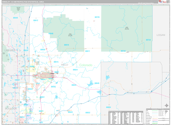 Greeley, CO Metro Area Wall Map