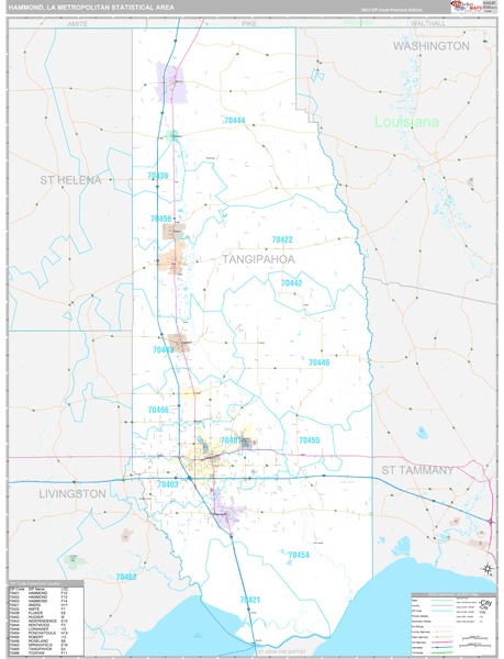 Hammond, LA Metro Area Wall Map