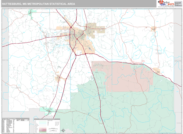 Hattiesburg Metro Area Digital Map Premium Style