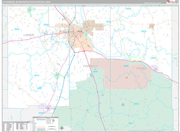 Hattiesburg Metro Area Wall Map