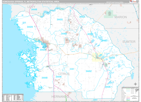 Homosassa Springs, FL Metro Area Wall Map Premium Style by MarketMAPS ...