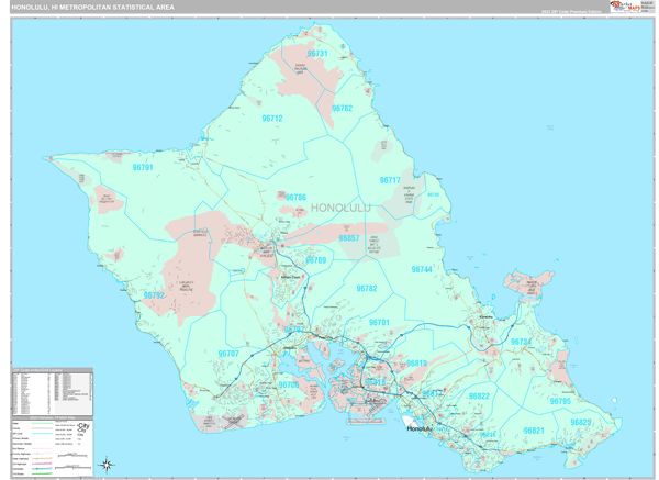 Honolulu Metro Area Digital Map Premium Style