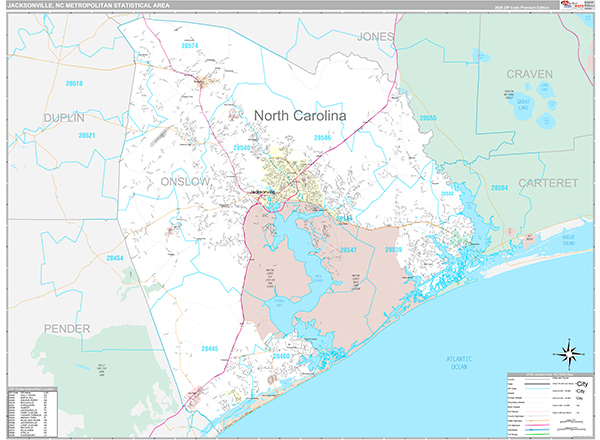 Jacksonville Metro Area Wall Map