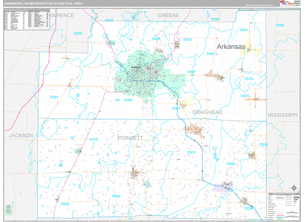 Jonesboro Metro Area Wall Map