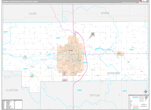 Kokomo Metro Area Wall Map
