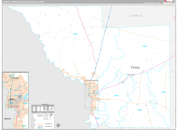 Laredo, TX Metro Area Wall Map