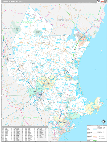 Lawrence, MA Metro Area Wall Map