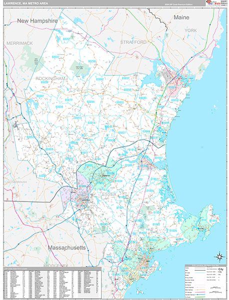 Lawrence, MA Metro Area Wall Map