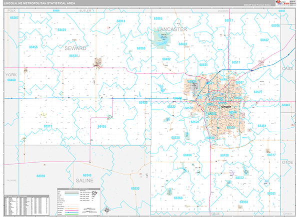 Lincoln, NE Metro Area Wall Map