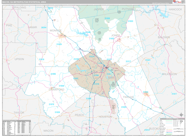 Macon, GA Metro Area Wall Map