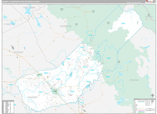 Madera, CA Metro Area Wall Map