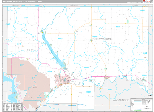 Manhattan, KS Metro Area Wall Map