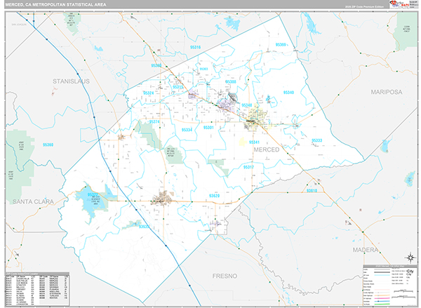Merced, CA Metro Area Wall Map