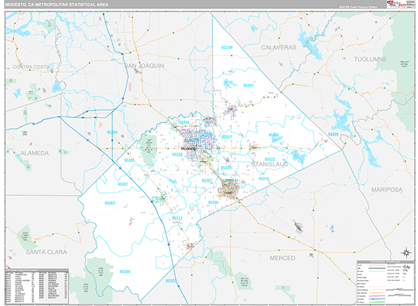 Modesto Metro Area Wall Map