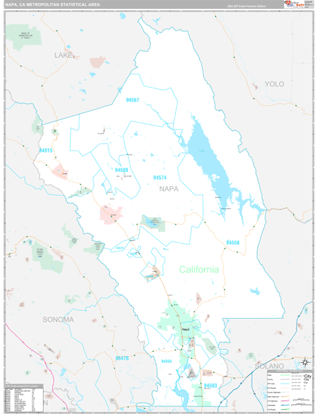 Napa, CA Metro Area Wall Map