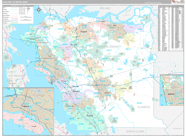 Oakland, CA Metro Area Zip Code Map