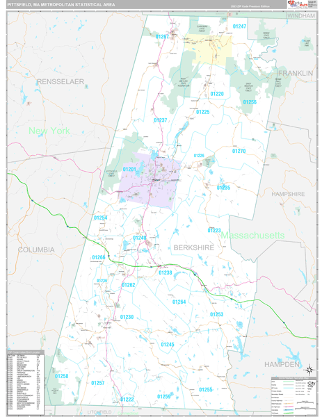 Pittsfield, MA Metro Area Wall Map