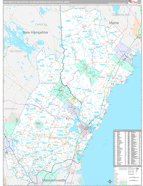 Detailed Rochester Nh Map Portsmouth-Rochester, NH Metro Area Wall Map Premium Style by ...