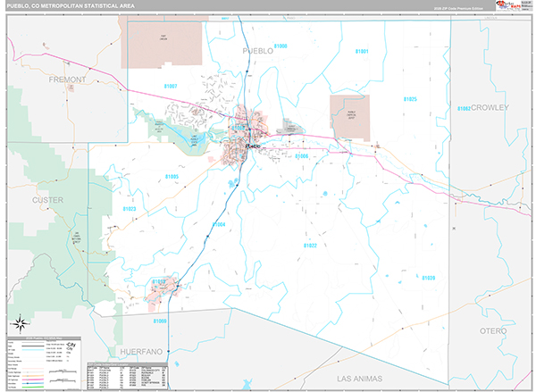 Pueblo Metro Area Wall Map
