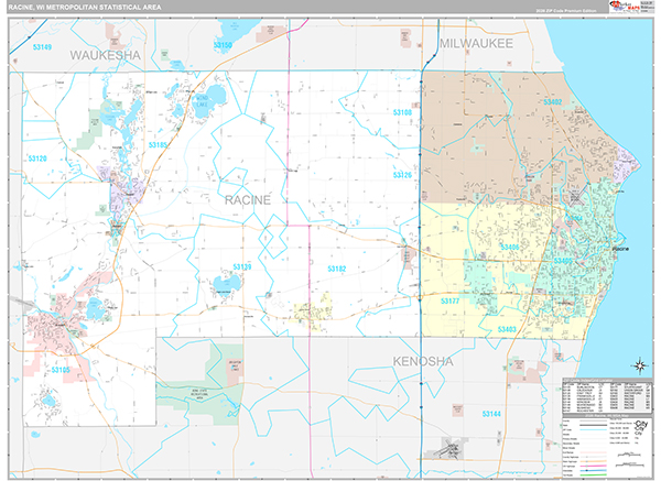 Racine, WI Metro Area Wall Map