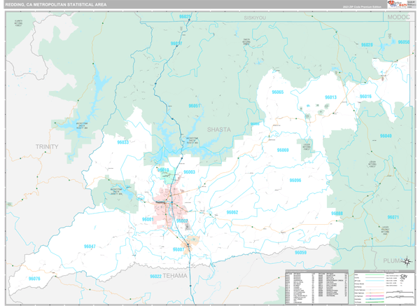 Redding Metro Area Digital Map Premium Style