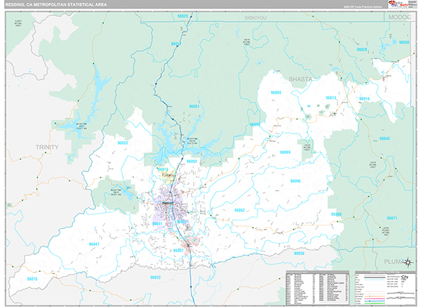 Redding, CA Metro Area Wall Map