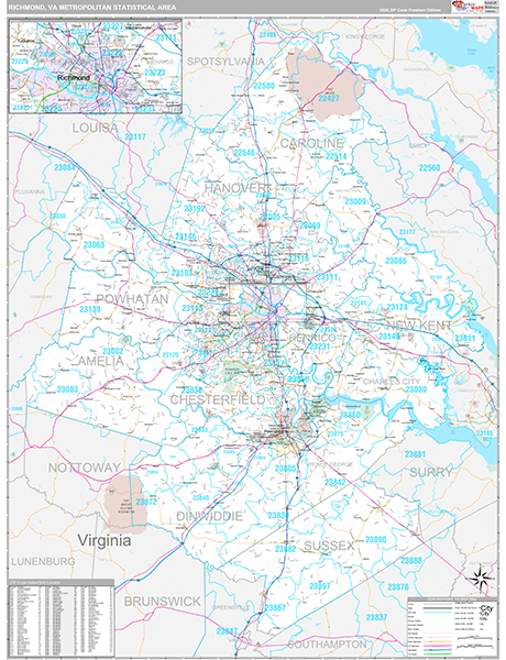 Richmond Metro Area Wall Map