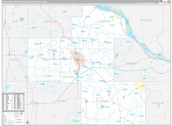 Rochester, MN Metro Area Wall Map