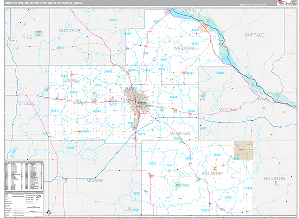 Rochester, MN Metro Area Wall Map