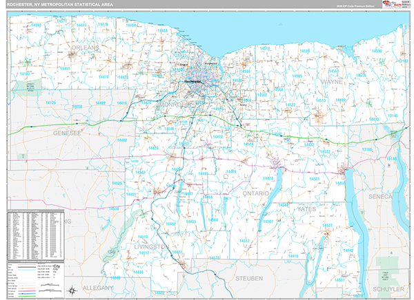 Rochester, NY Metro Area Wall Map