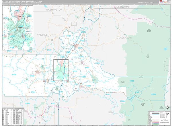Salem, OR Metro Area Wall Map