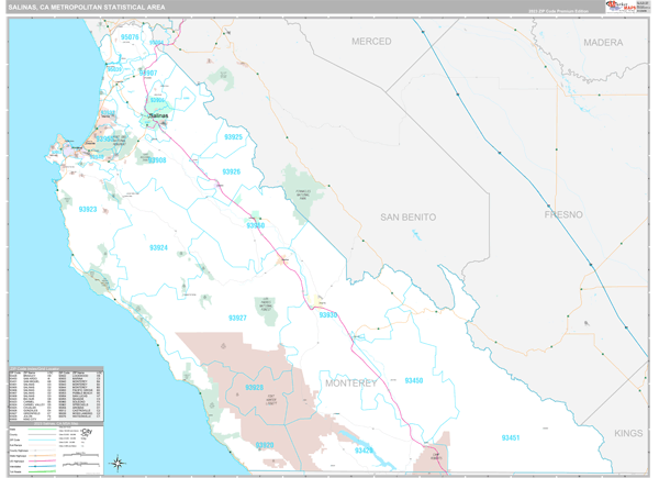 Salinas, CA Metro Area Wall Map