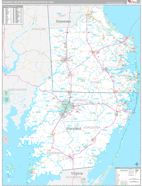 Salisbury, MD Metro Area Wall Map