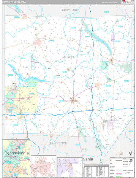 Sharon Metro Area Wall Map