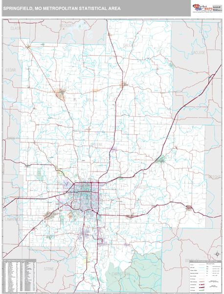 Springfield, MO Metro Area Wall Map