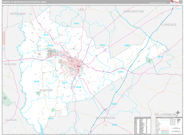 Sumter, SC Metro Area Wall Map