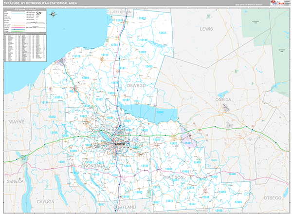 Syracuse Metro Area Wall Map Premium Style
