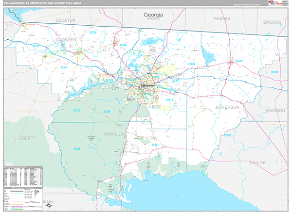 Tallahassee Metro Area Wall Map Premium Style