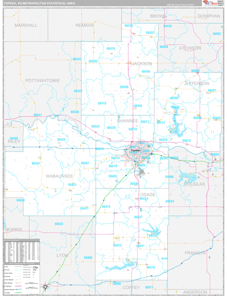 Topeka, KS Metro Area Wall Map