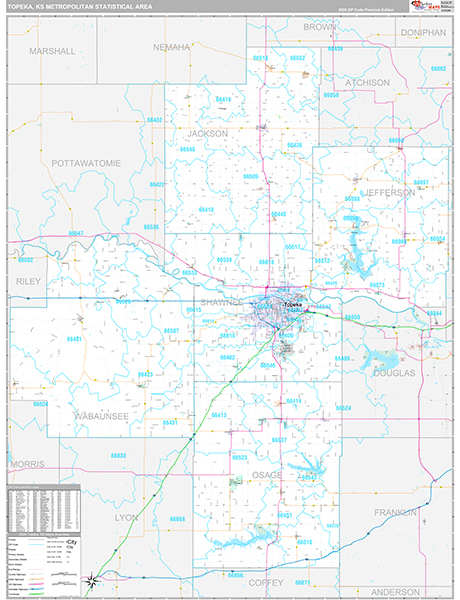 Topeka, KS Metro Area Wall Map