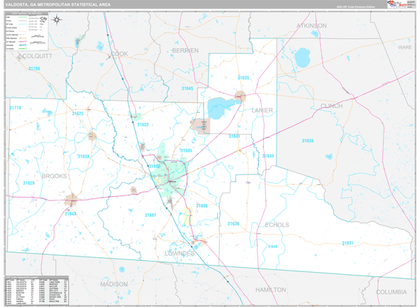 Valdosta, GA Metro Area Wall Map