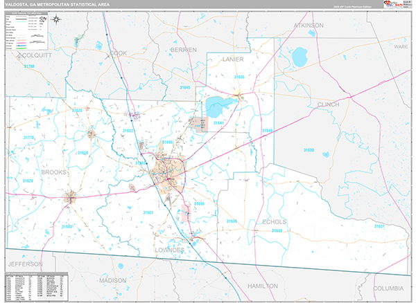 Valdosta, GA Metro Area Wall Map