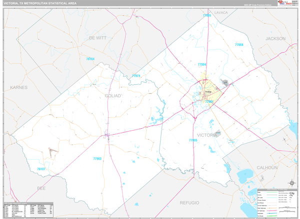 Victoria, TX Metro Area Wall Map