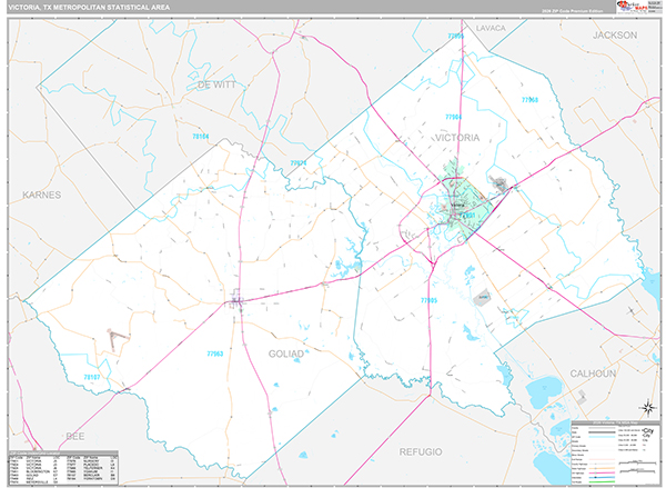 Victoria, TX Metro Area Wall Map