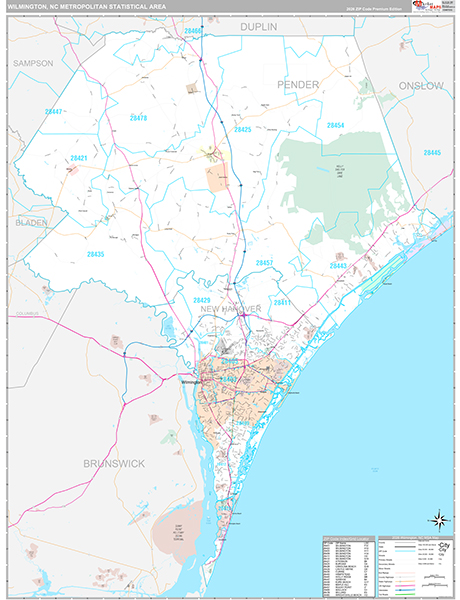 Wilmington Metro Area Wall Map