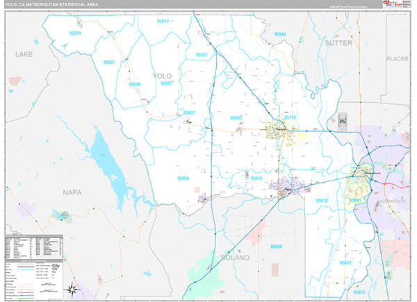 Yolo, CA Metro Area Wall Map