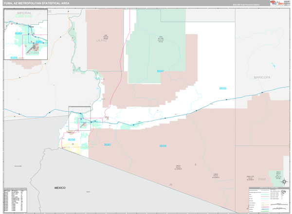 Yuma, AZ Metro Area Wall Map