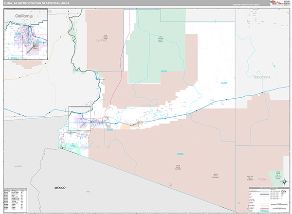 Yuma Metro Area Wall Map